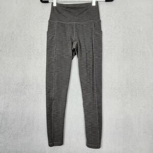 PrAna Becksa 7/8 Leggings Womens Small Gray Ribbed High Rise Pockets W41180589